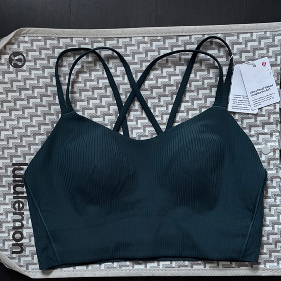 LULULEMON LIKE A CLOUD RIBBED LONGLINE BRA B/C in INDOCHINE BLUE SZ 8 NWT